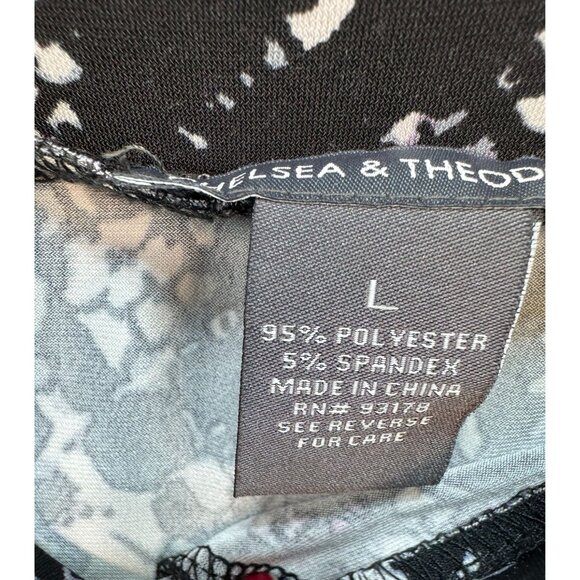 Chelsea & Theodore Abstract Flowy Print Skirt L Black & White - Picture 3 of 12